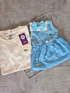 Kit pai e filha (Camiseta + vestido c/ laço)