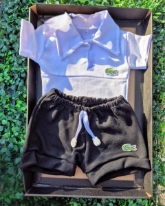 Imagem do Conj Mandrake | Body Polo Branco + Shorts Preto