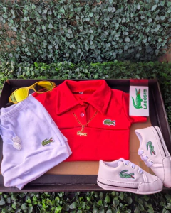 Conj Mandrake | Body Polo Vermelho + Shorts branco - comprar online