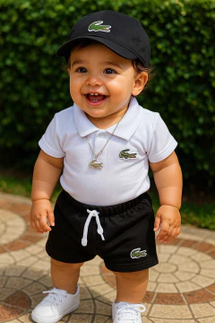 Conj Mandrake | Body Polo Branco + Shorts Preto na internet
