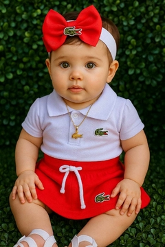 Conj Lala Baby | Body Polo Branco+ Saia Vermelha na internet