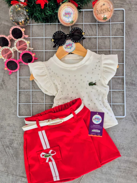 Conjunto Lala Natal | blusinha + shorts saia com cinto - comprar online