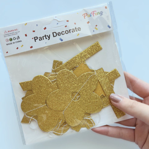 [BH882] GUIRNALDA COLGANTE HAPPY BIRTHDAY "FLOWERS" GLITTER en internet