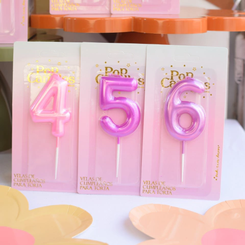 [CL365] VELAS NUMERO POP CANDLE "METALLIC" X12 UN - tienda online