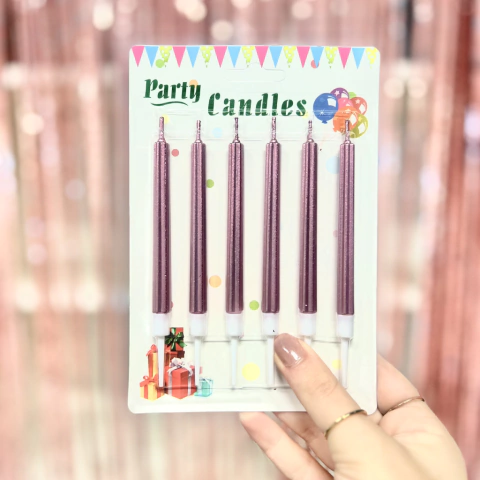 [BH520] VELAS METALIZADAS "FANCY CANDLES" X6UN.