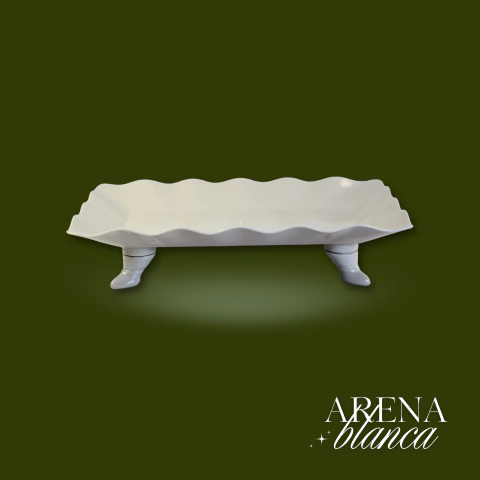 [BH347] BANDEJA RECTANGULAR CON ONDAS "SPRINKLES" COLOR NEUTRO - tienda online