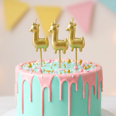 [EZ699] VELAS "LLAMA STYLE" ORO X5UN - comprar online