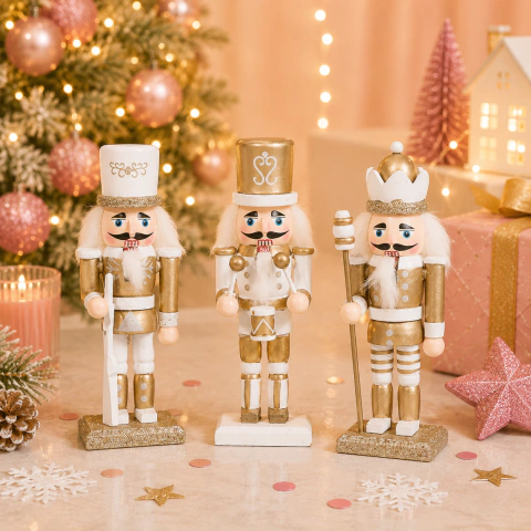 [BH744] CASCANUECES "BLANCO Y ORO" BIG xUN. - 15CM.