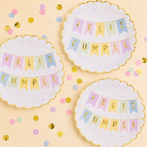 [BH950] PLATOS "FELIZ CUMPLE" COLOR PARTY x10un. - comprar online