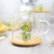 [CL603] TAZAS DE VIDRIO CON TAPA "AVOCADO" - Casa Lavalle