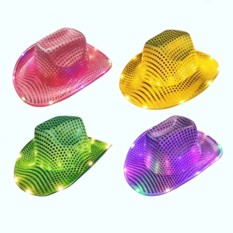 [BH188] SOMBRERO LENTEJUELAS LUCES LED - comprar online
