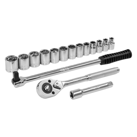 Juego 17 Piezas Bocallaves 1/2 Llave Crique Mecánico Milimétricas Pretul 21174