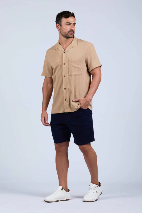 CAMISA MANGA CORTA LEBLON BEIGE