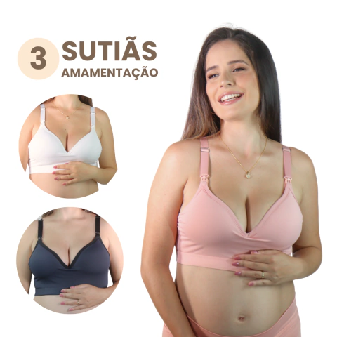 Kit Com 3 Sutiãs de Amamentação Liso - Simone - comprar online