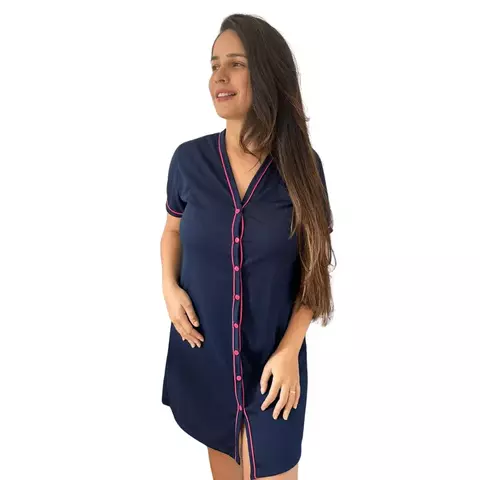Camisola Botões - Azul Marinho - comprar online