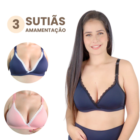 Kit com 3 Sutiãs de Amamentação - Lorena - comprar online