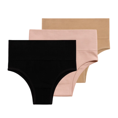 Kit com 3 Calcinhas Tanga Cós Alto Sem Costura - comprar online