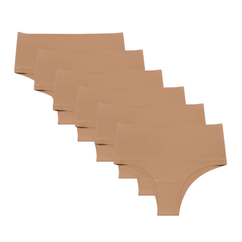 Kit com 6 Calcinhas Cintura Alta Sem Costura Corte a Laser - comprar online