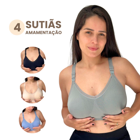 Lançamento - Kit com 4 Sutiãs de Amamentação - Julia - comprar online