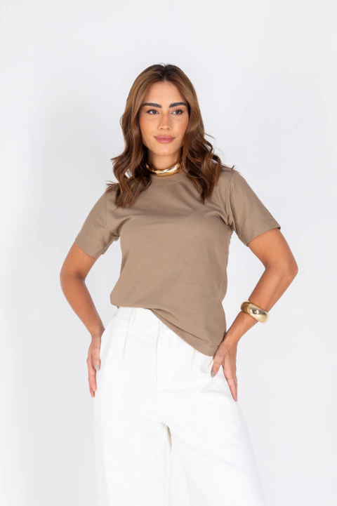 T-shirt lisa bege aged - comprar online