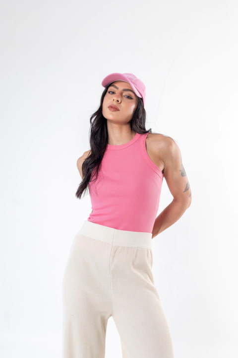 Regata nadadora canelada rosa seco - comprar online