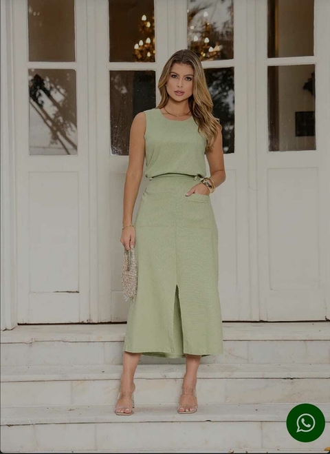 Conjunto em linho verde - comprar online