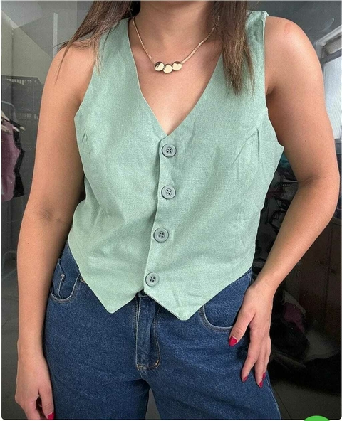 Colete linho verde