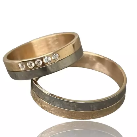 Alianzas de Oro 18klts Cintas Bicolores con Brillantes. - comprar online