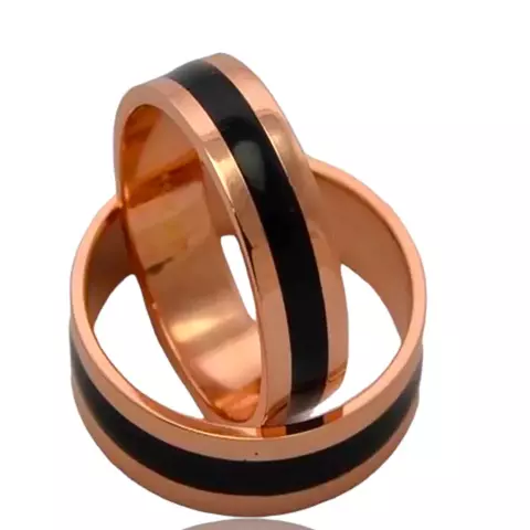 Alianzas de Oro 18klts. En Oro rosado y Esmalte negro - comprar online