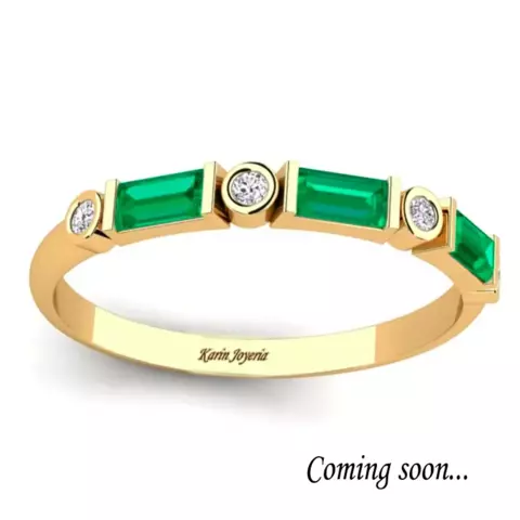 Anillo Medio sin fin de Esmeralda Colombiana Oro 18klts - comprar online