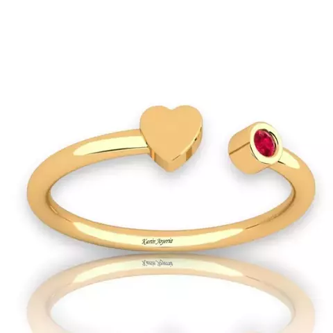 Anillo Love You de Rubi Natural Birmano en Oro Amarillo 18klts. - comprar online