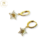 Aros Plata Argolla Rodinado Dorado con Colgante Estrella Micro Pave 13 X 26 mm cod3686