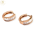 Aros Plata Argolla Rodinado Rojo con Piedras Baguette 15 mm cod3687