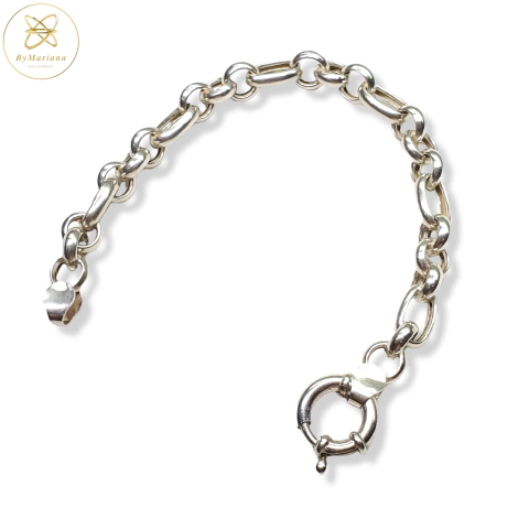 Pulsera Plata 3 Eslabones Rolo Y 1 Alargado Nro 2 cod1389