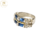 Anillo Plata Y Oro Piedra Azul Y Cubic Importante Mujer cod1106