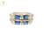 Anillo Plata Y Oro Piedra Azul Y Cubic Importante Mujer cod1106