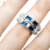 Anillo Plata Y Oro Piedra Azul Y Cubic Importante Mujer cod1106 - comprar online