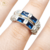 Anillo Plata Y Oro Piedra Azul Y Cubic Importante Mujer cod1106 - comprar online