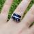 Anillo Plata con 6 Piedras Cuadradas Azul cod3107