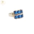 Anillo Plata con 6 Piedras Cuadradas Azul cod3107 - ByMariana