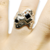 Anillo Plata 2 Piedras Negras Cuadrada Y Redonda cod1224