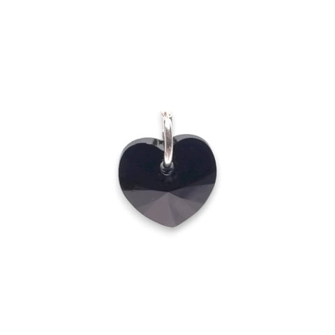 Dije Corazon Swarovski Elements Negro 10 mm Plata 925 (Sin Cadena) cod4570 - comprar online