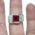 Anillo Plata Y Oro Piedra Cuadrada Roja Grande cod1278 - comprar online