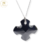 Cadena Plata Groumet + Dije Cristal Swa Cruz Griega Negra 28 mm cod3747