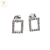 Aros Plata Pasante Rodinado Rectangular Micro Pave cod3767