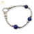 Pulsera Plata Bolitas Y Piedras Azules X 20 cm (Conjunto cod2092) cod2091