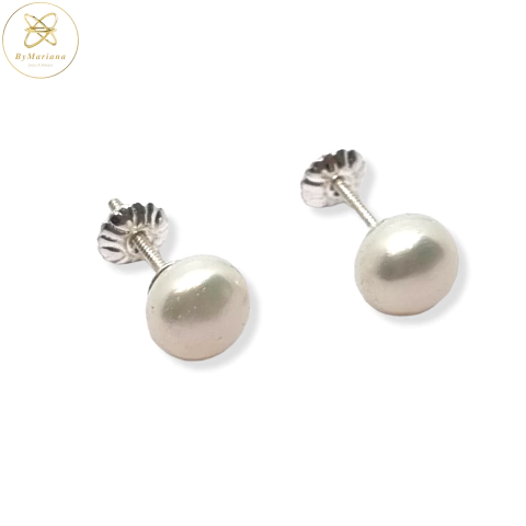 Aros Plata Perla Cultivada de Rio 7 mm cod2008