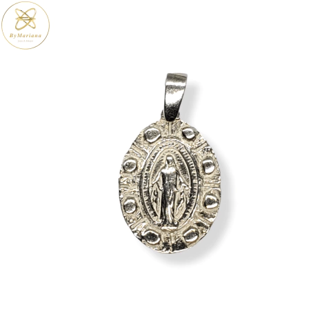 Dije Plata Ovalado Virgen Medalla Milagrosa Mediana cod1721