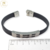 Pulsera Acero Y Cuero Negro cod3541 - comprar online