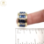 Anillo Plata Y Oro 4 Hileras Baguette Piedra Azul cod3893